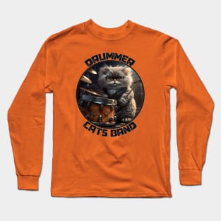 Drummer Cats Band Long Sleeve T-Shirt